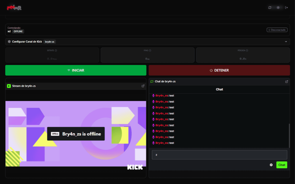 Panel de control PerHost en desktop